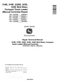 John Deere 318E 319E 320E 323E Skid Steer & Compact Track Loader (Man.Ctrl) Repair Manual - TM13010X19 preview