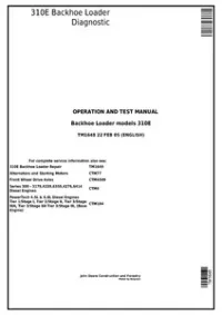 John Deere 310E Backhoe Loader Diagnostic, Operation and Test Service Manual - TM1648 preview