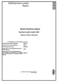John Deere 310E Backhoe Loader Service Repair Technical Manual - TM1649 preview