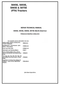 John Deere 5045E, 5055E, 5065E & 5075E (FT4) North America Tractors Service Repair Manual - TM901519 preview