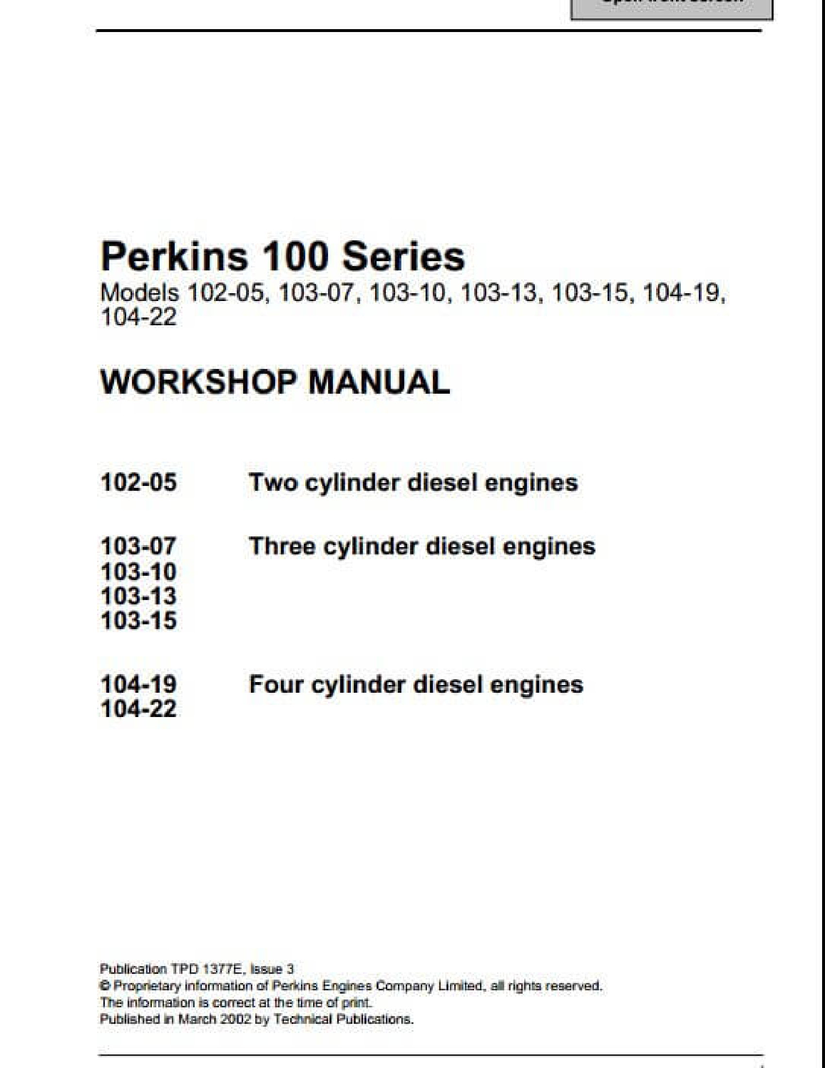 Perkins 100 Series Engine manual