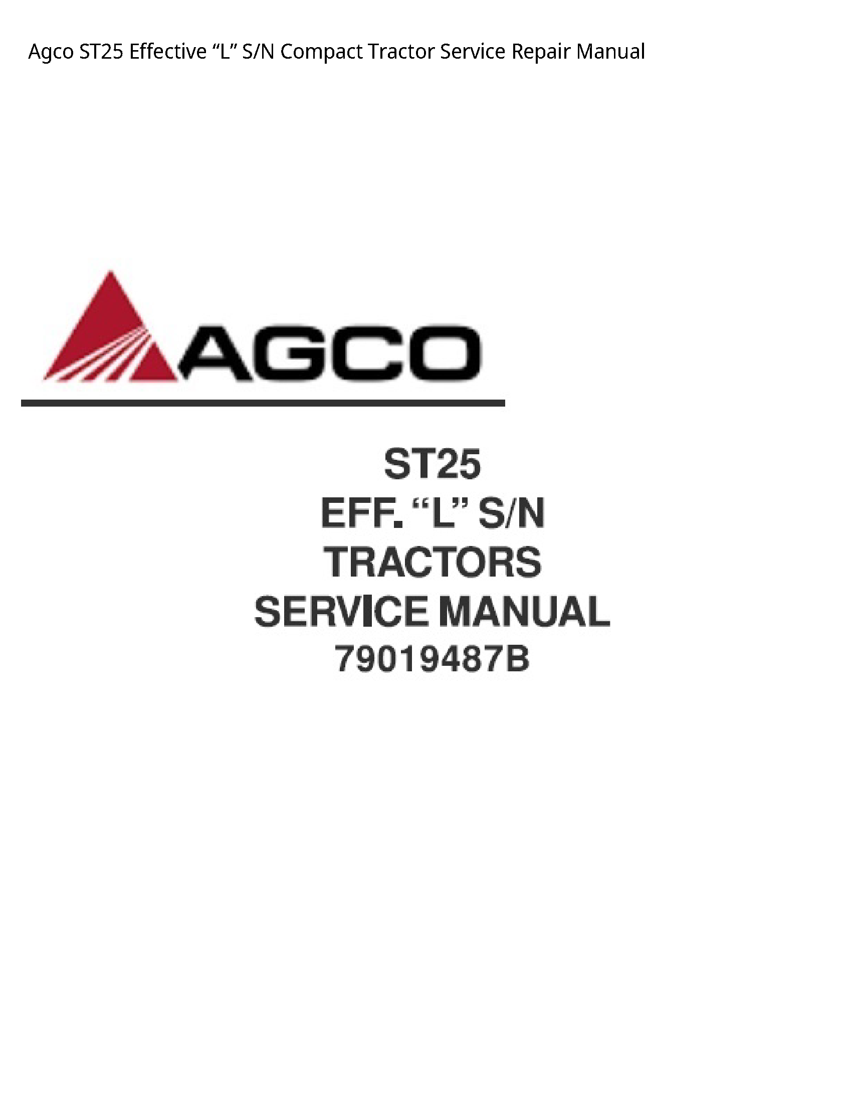 AGCO ST25 Effective “L” S/N Compact Tractor manual