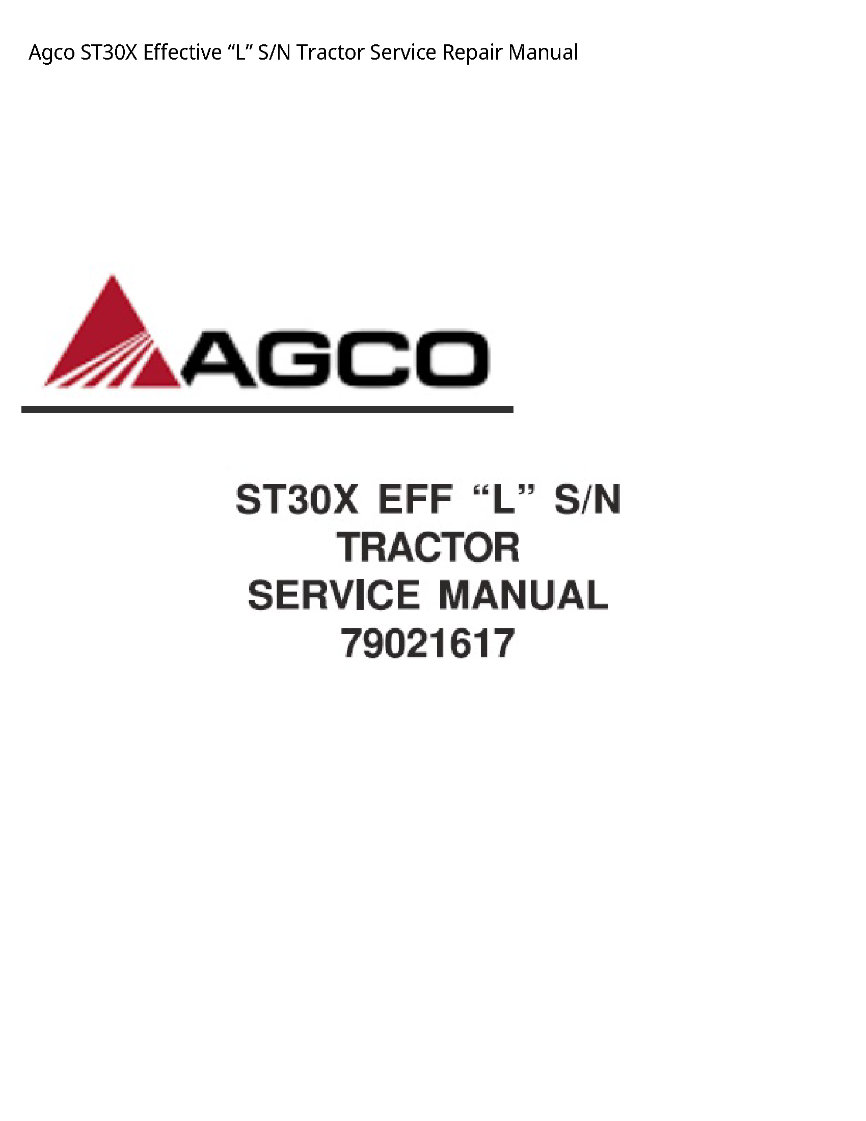 AGCO ST30X Effective “L” S/N Tractor manual