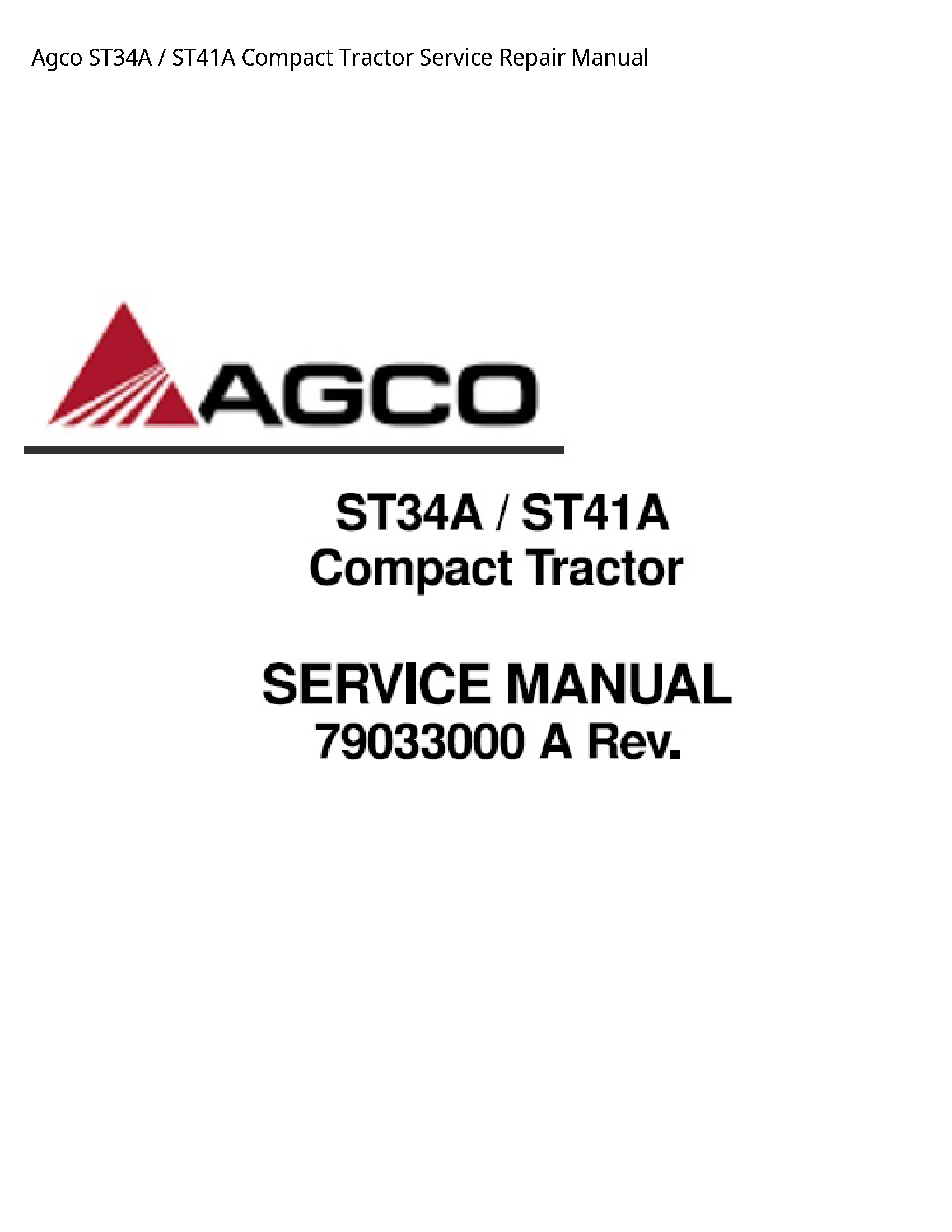 AGCO ST34A Compact Tractor manual