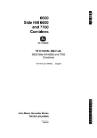 John Deere 6600 Side Hill 6600 7700 Combines Technical Service Manual -tm1021 preview