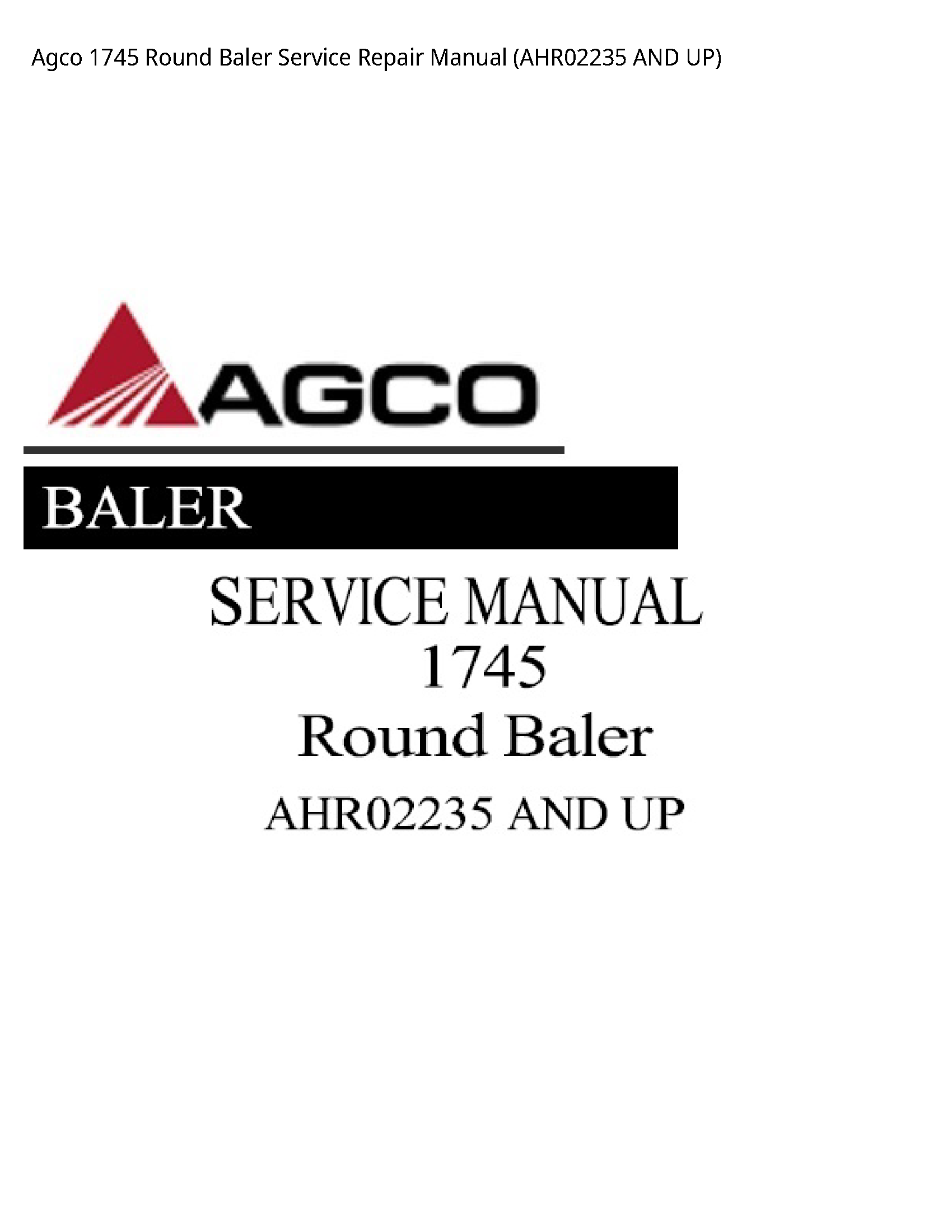 AGCO 1745 Round Baler manual