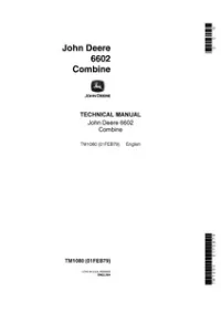 John Deere 6602 Combine Techninal Repair Service Manual - TM1080 preview