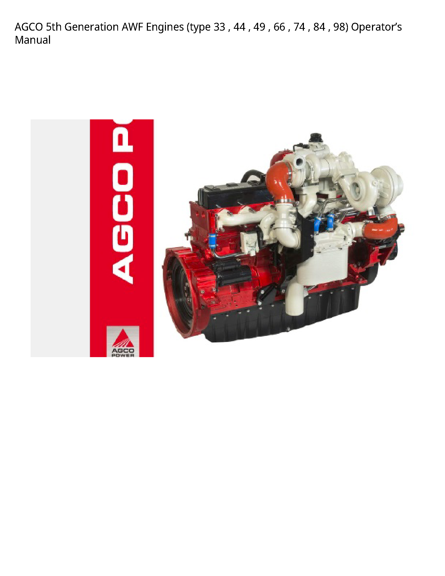 AGCO 5th Generation AWF Engines (type Operator’s manual