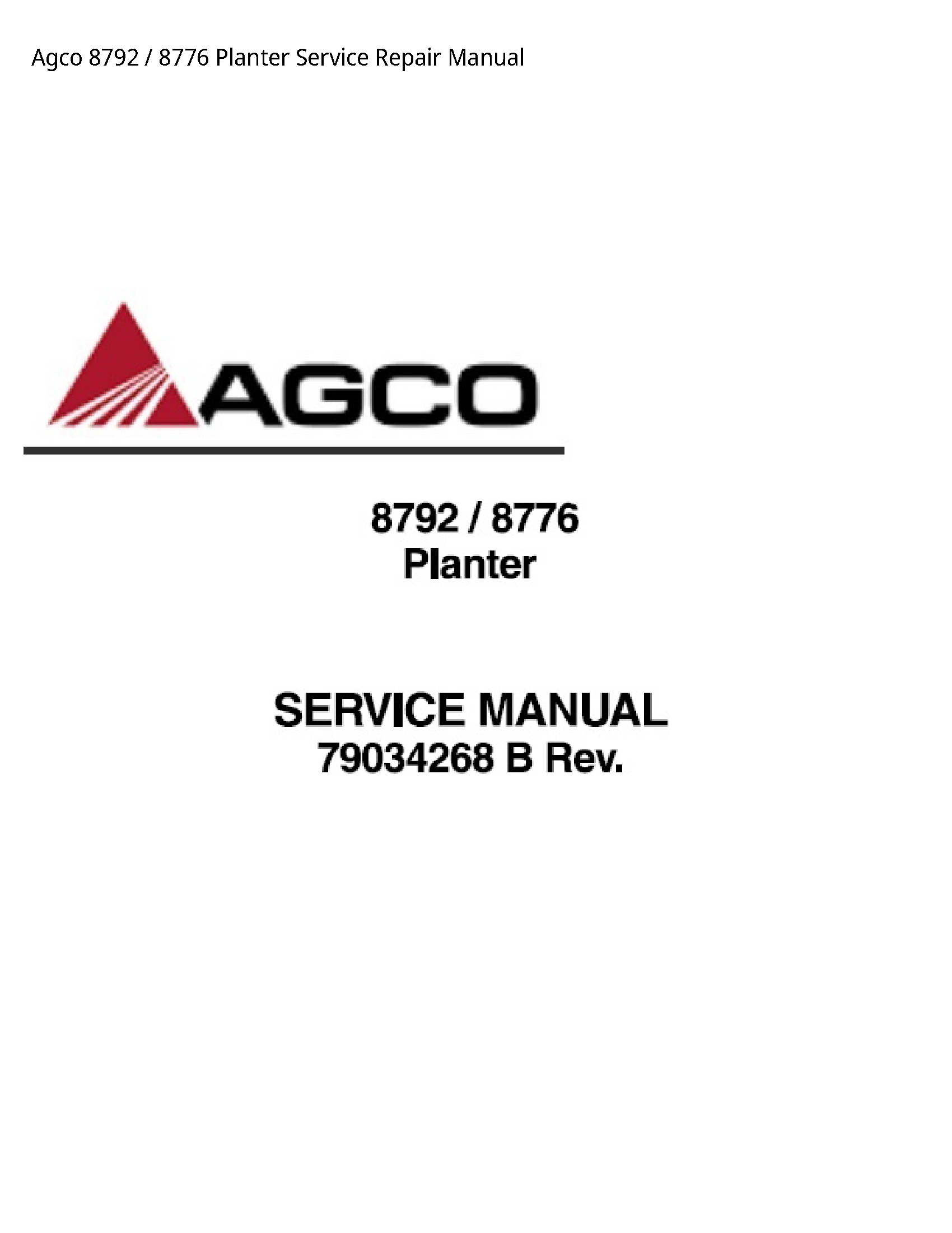 AGCO 8792 Planter manual