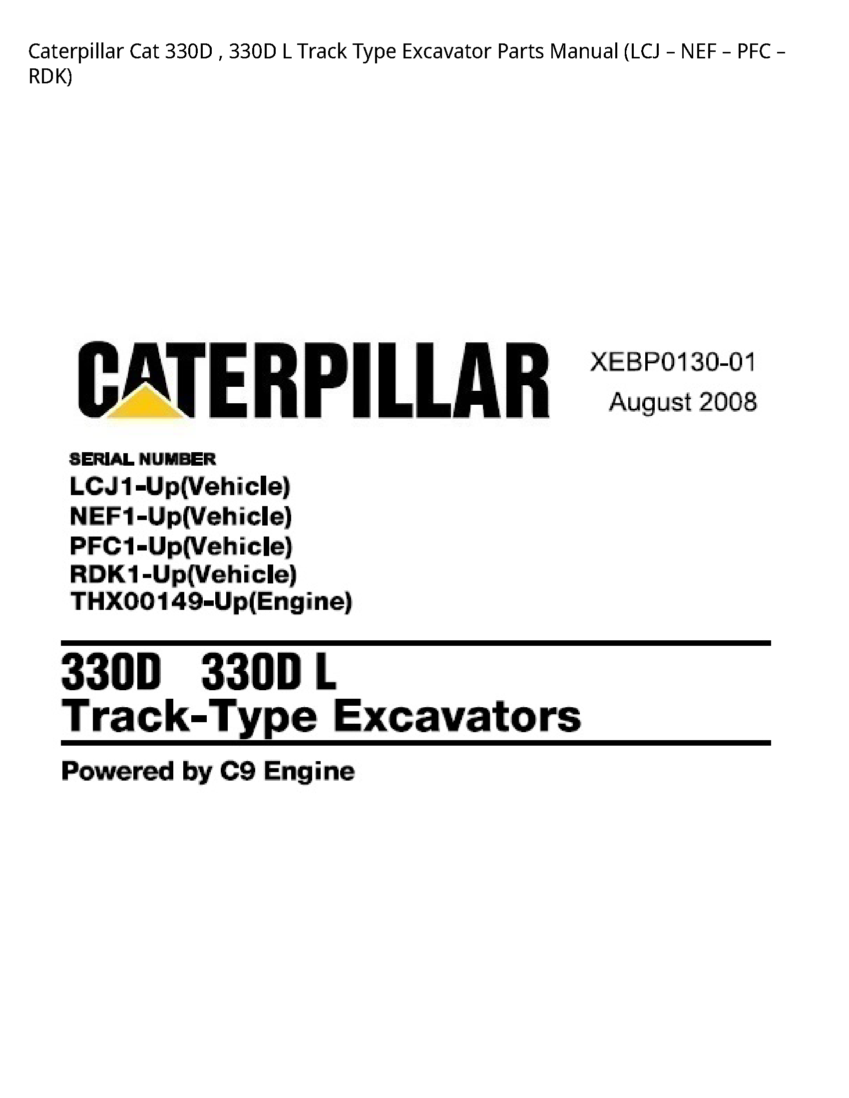 Caterpillar 330D Cat Track Type Excavator Parts manual