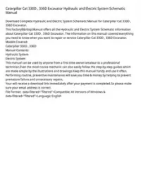 Caterpillar Cat 330D   336D Excavator Hydraulic and Electric System Schematic Manual preview