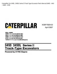 Caterpillar Cat 345B   345BL Series II Track Type Excavator Parts Manual (AMD – AMJ – AMN – AYR) preview