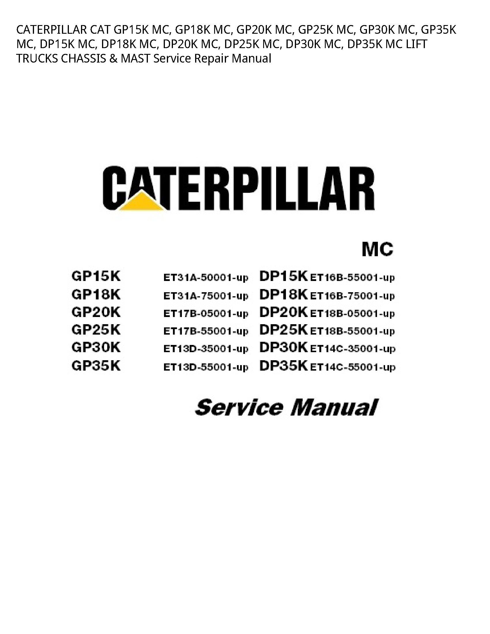Caterpillar GP15K CAT MC manual