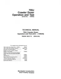 John Deere 700J Crawler Dozer Technical Manual-TM2290 preview