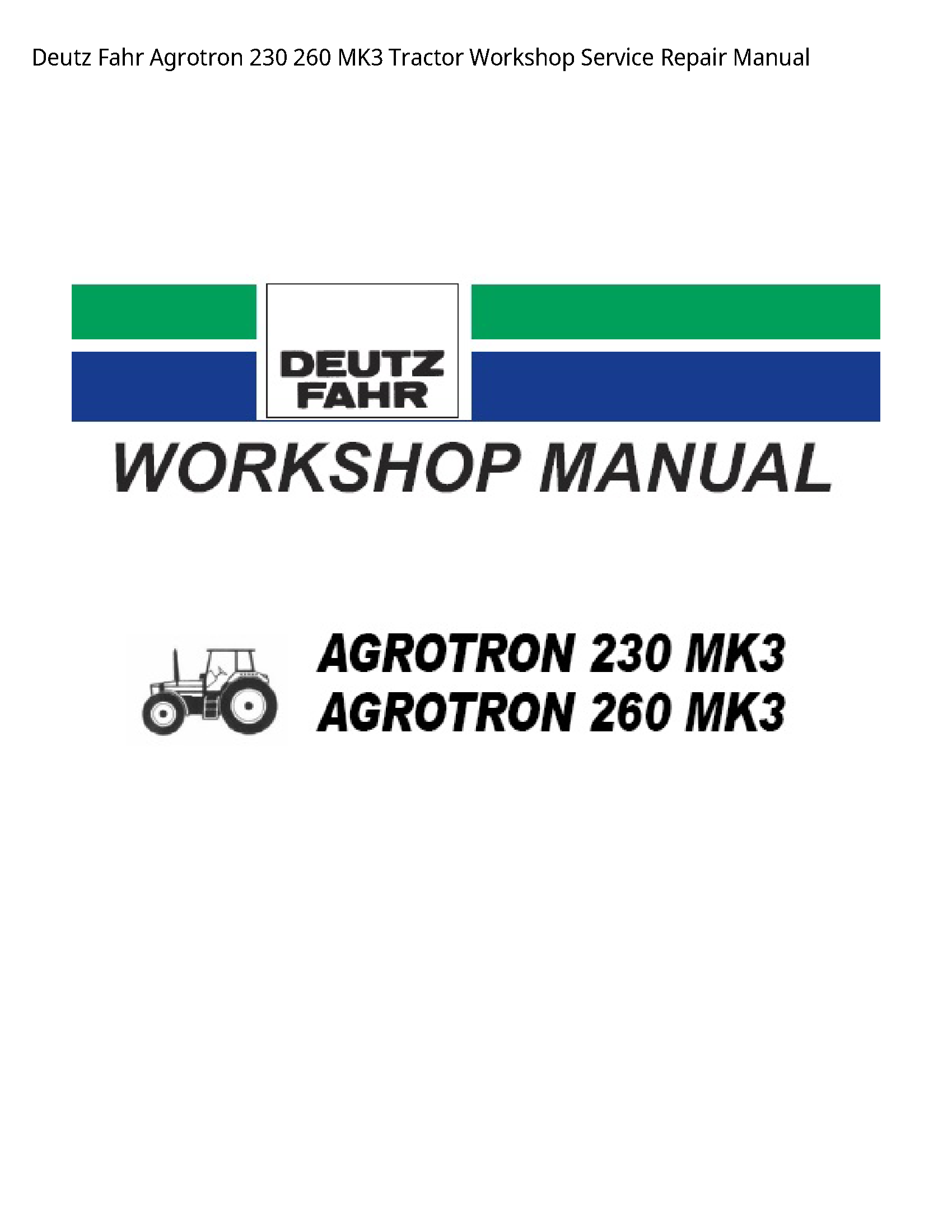 Deutz 230 Fahr Agrotron Tractor manual