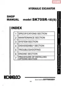 Kobelco SK70SR-1E(S) Hydraulic Excavator Service Manual preview