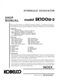 Kobelco SK110W-2 Hydraulic Excavator Service Manual preview
