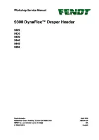 Fendt 9325  9330  9335  9340  9345  9350 Draper Header (9300 DynaFlex) Service Repair Manual preview