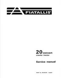 Fiat-Allis 20 Convert Crawler Tractor Service Repair Manual preview