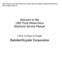 1992 Chrysler Front Wheel Drive AX Acclaim Dynasty LeBaron Shadow FifthAvenue Service Repair Manual preview