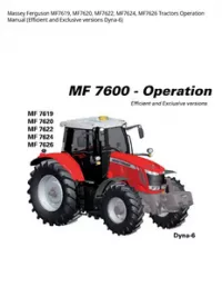 Massey Ferguson MF7619  MF7620  MF7622  MF7624  MF7626 Tractors Operation Manual (Efficient and Exclusive versions Dyna-6) preview