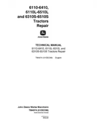 John Deere 6110, 6210, 6310, 6410,6110L-6510L and 6310S-6510S Tractors Repair Manual -TM4574 preview