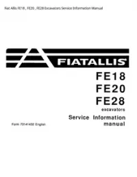 Fiat Allis FE18   FE20   FE28 Excavators Service Information Manual preview
